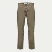 Chino Slim Miles Ermine Selected Homme - vue de face à plat, kaki grisé uni