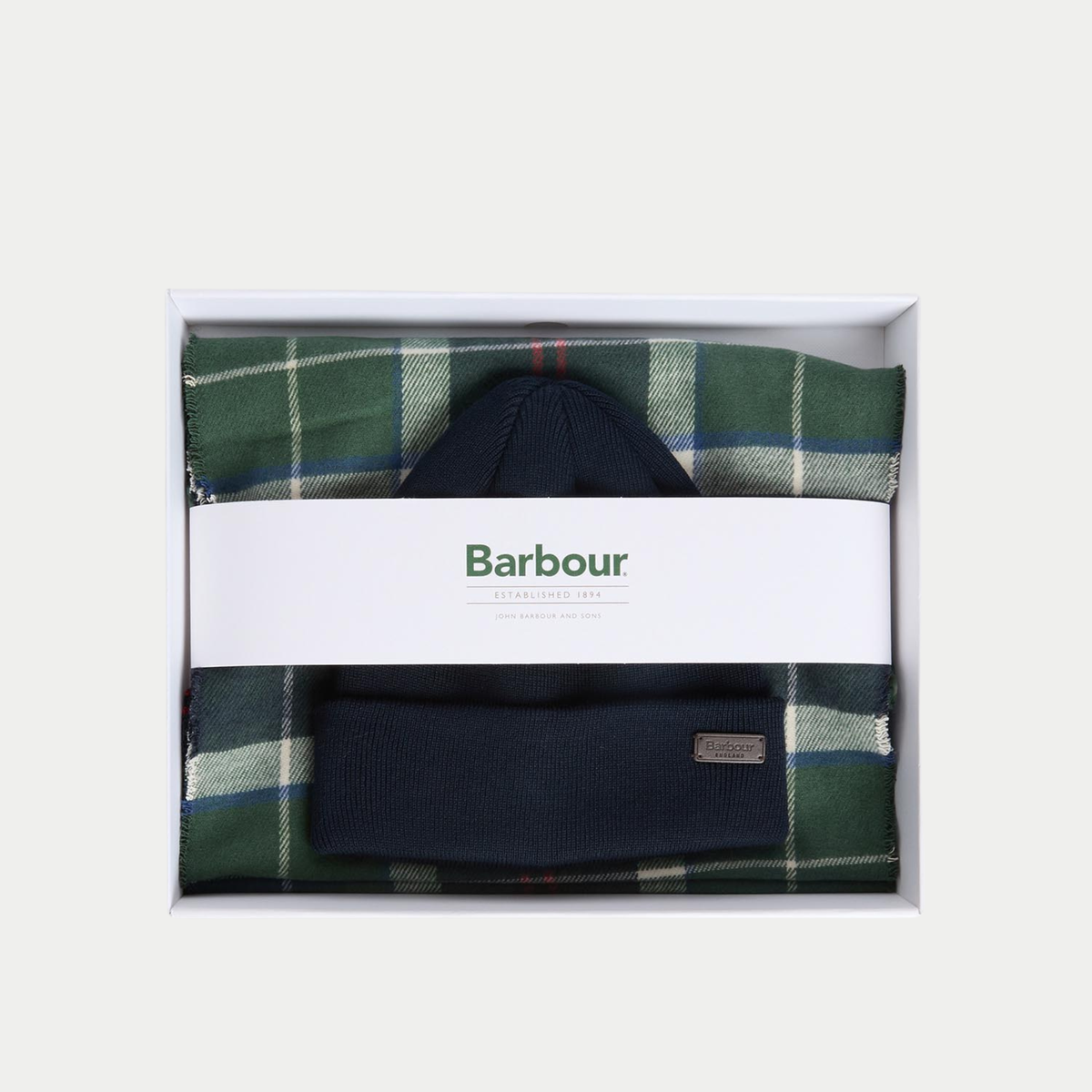 Coffret cadeau Barbour Swinton et Galingale Evergreen dans sa boîte