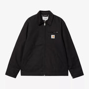 Veste Detroit Jacket Winter Black Rigid Carhartt WIP - à plat de face, col velours côtelé et poche poitrine zippée