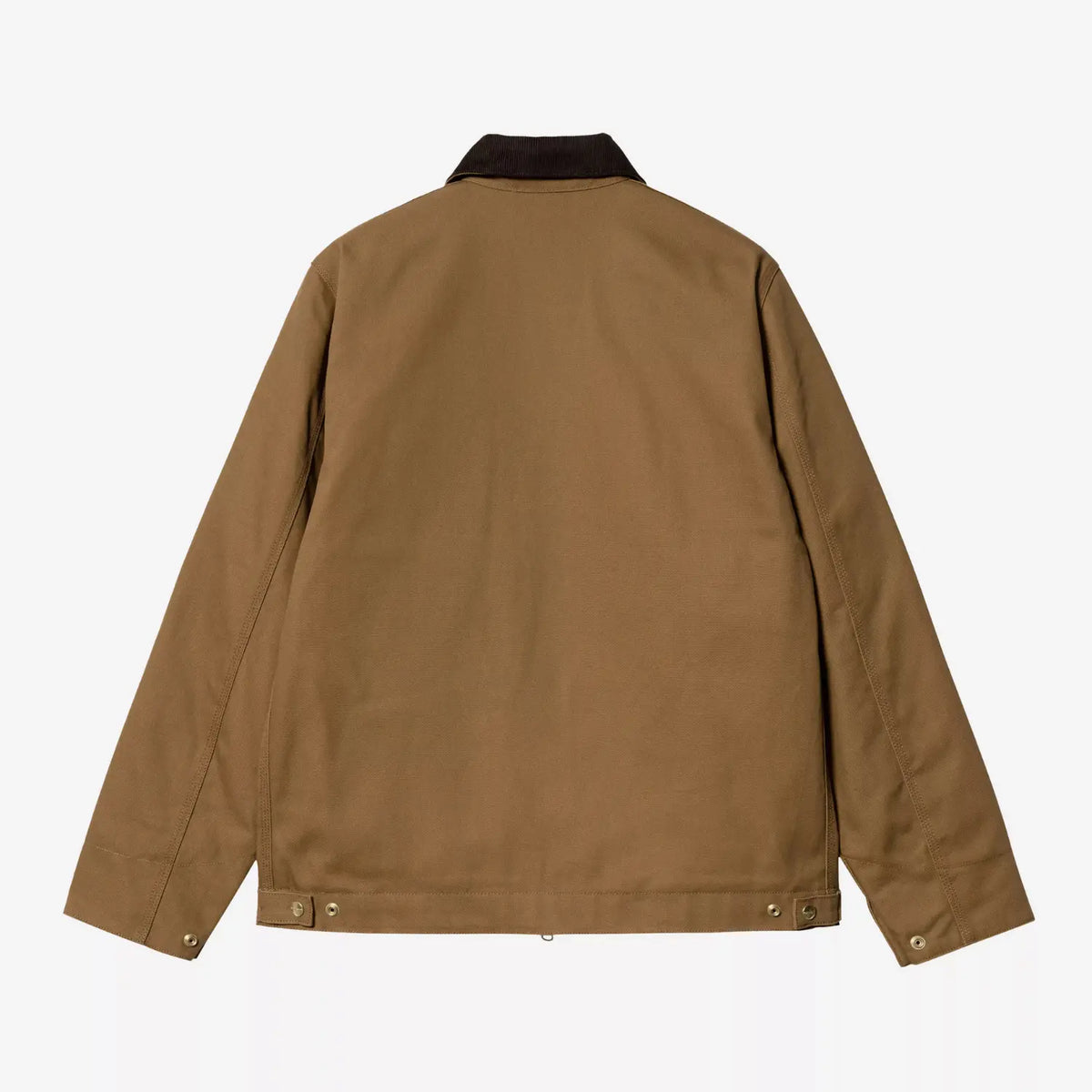 Dos à plat de la Detroit Jacket Winter Hamilton Brown, toile unie et pattes de serrage à pressions laiton
