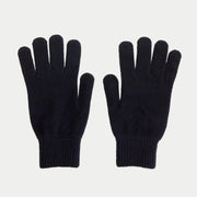 Gants Munro en laine Bleu Marine très foncé, poignets côtelés, la paire posée à plat.