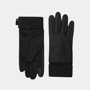 Paire de gants noirs à plat, dessus enduit et poignets en bord-côte retournés