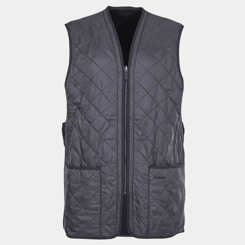 Doublure Polarquilt Bleu Marine à plat, matelassage losanges, zip double curseur et polaire au col