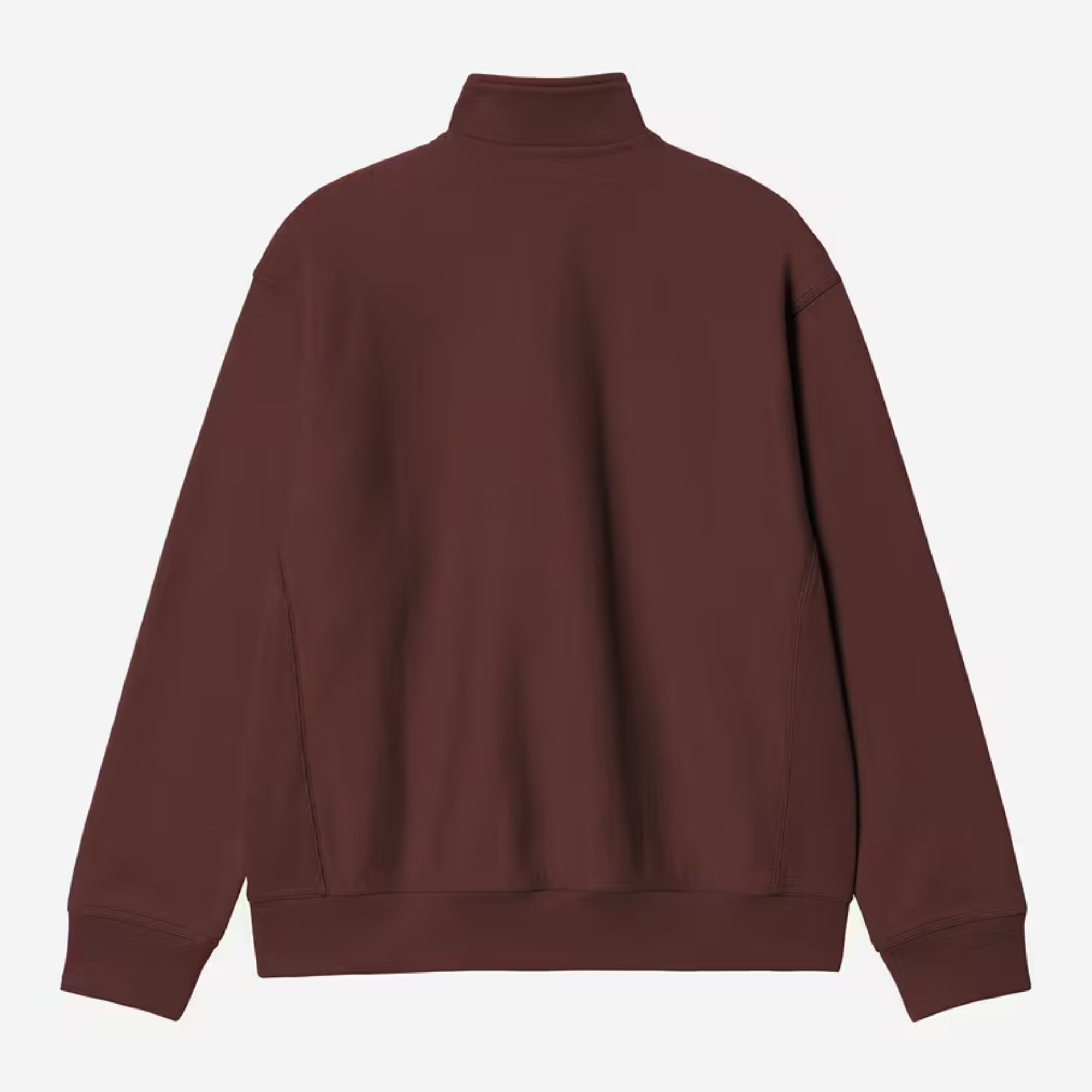 Sweat Half Zip American Script Carhartt WIP bordeaux vu de dos à plat, dos uni, bas et poignets côtelés