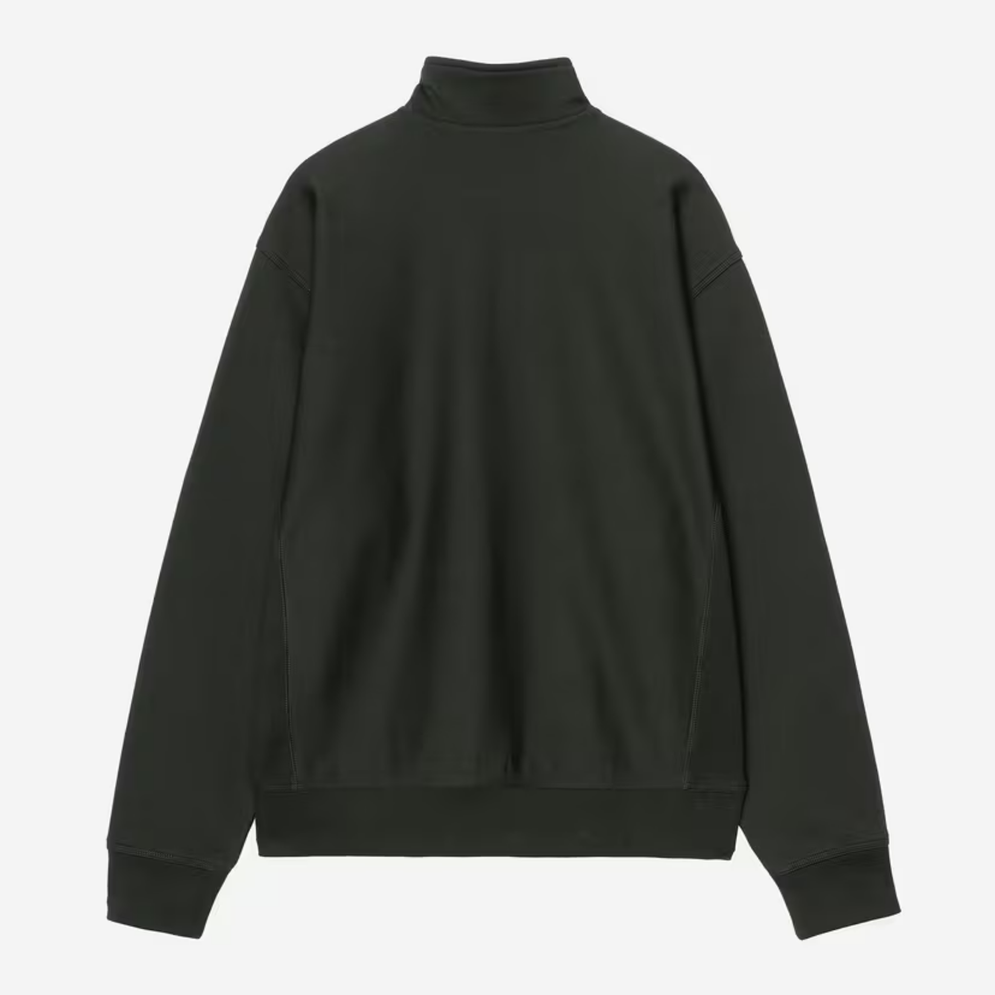 Sweat Half Zip American Script Carhartt WIP vert foncé vu de dos à plat, dos uni, bas et poignets côtelés