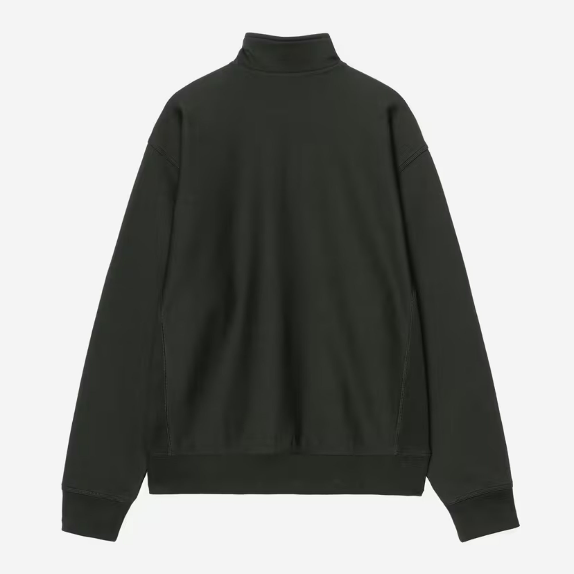 Sweat Half Zip American Script Carhartt WIP vert foncé vu de dos à plat, dos uni, bas et poignets côtelés