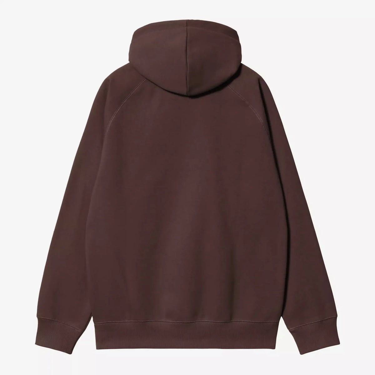 Dos du sweat à capuche Chase Carhartt WIP Palisander brun bordeaux posé à plat, capuche et manches raglan