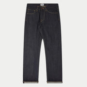 Jean Ed47 Regular Straight en denim brut Unwashed indigo très foncé, jambe droite, ourlets retroussés