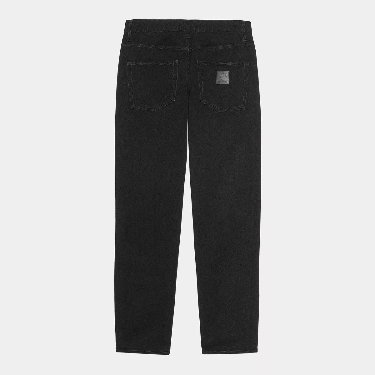 Dos du Klondike Pant Black One Wash Carhartt WIP, Square Label noir ton sur ton cousu sur la poche droite