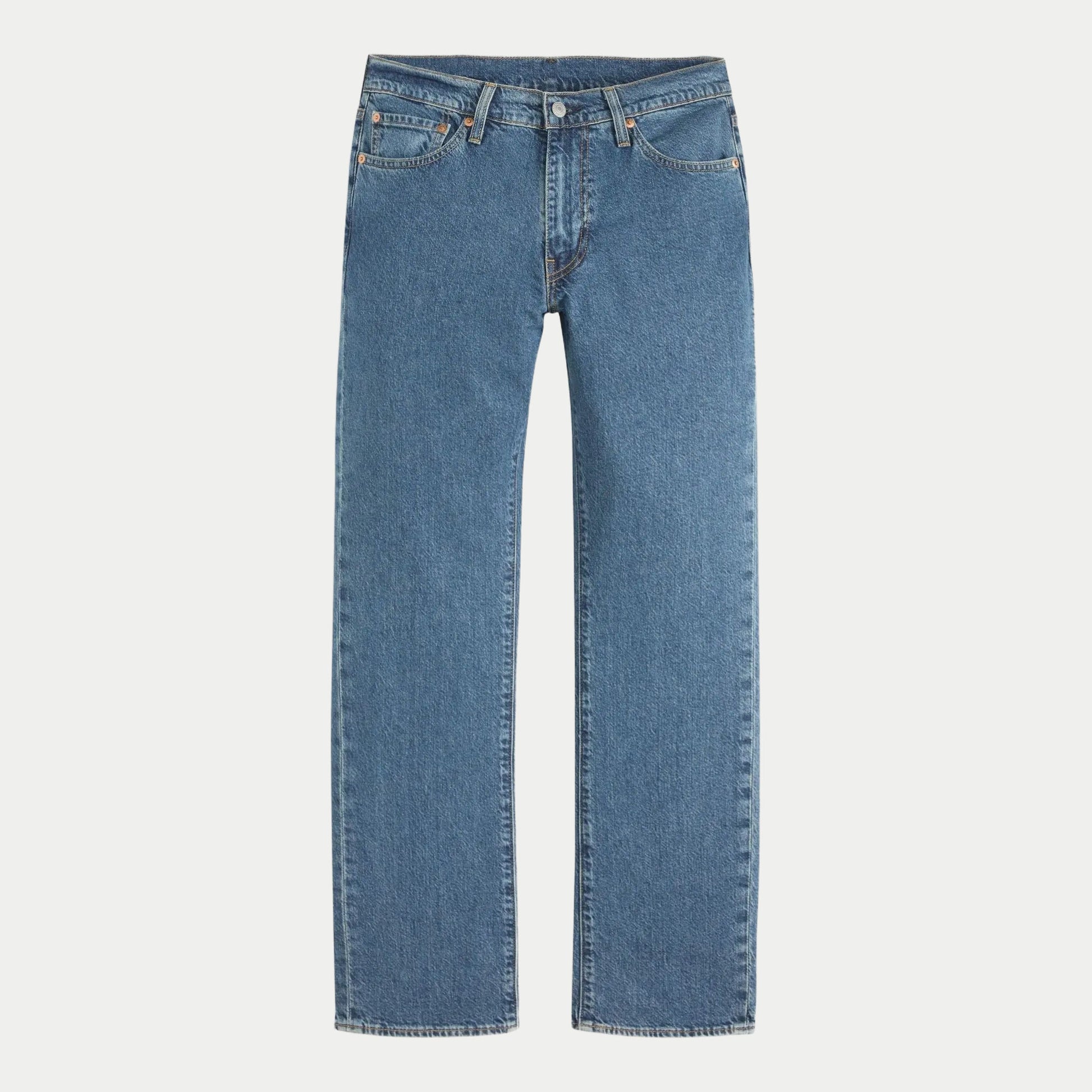 Jean Levi's 511 Slim Laugh It Off, denim bleu moyen, vue à plat de face, cinq poches et braguette zippée