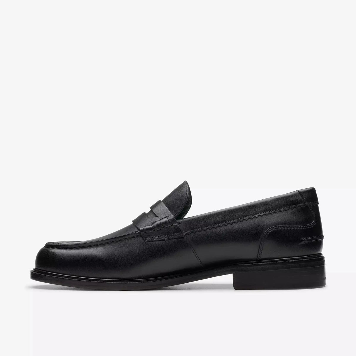 Mocassin Craft James Lo noir de profil intérieur, talon cuir et couture mocassin