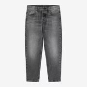 Jean Newel Carhartt WIP Black Marble Used Wash à plat de face : denim gris marbré, cinq poches, braguette boutonnée