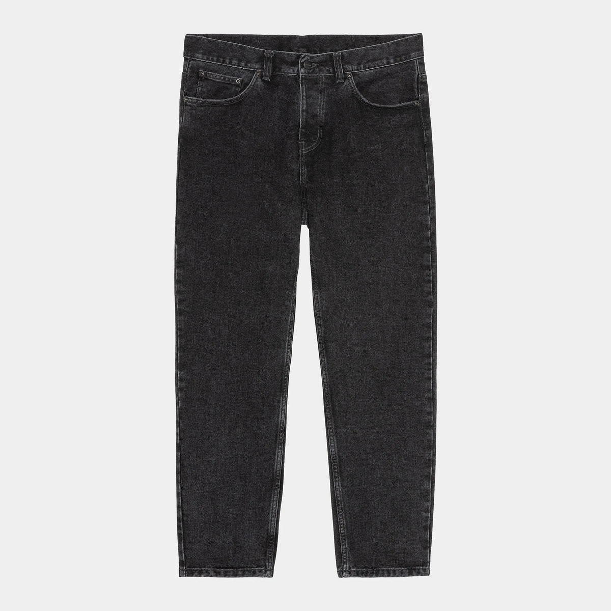 Newel Pant Black Stone Washed à plat de face, noir délavé gris anthracite à trame marbrée et ceinture éclaircie.