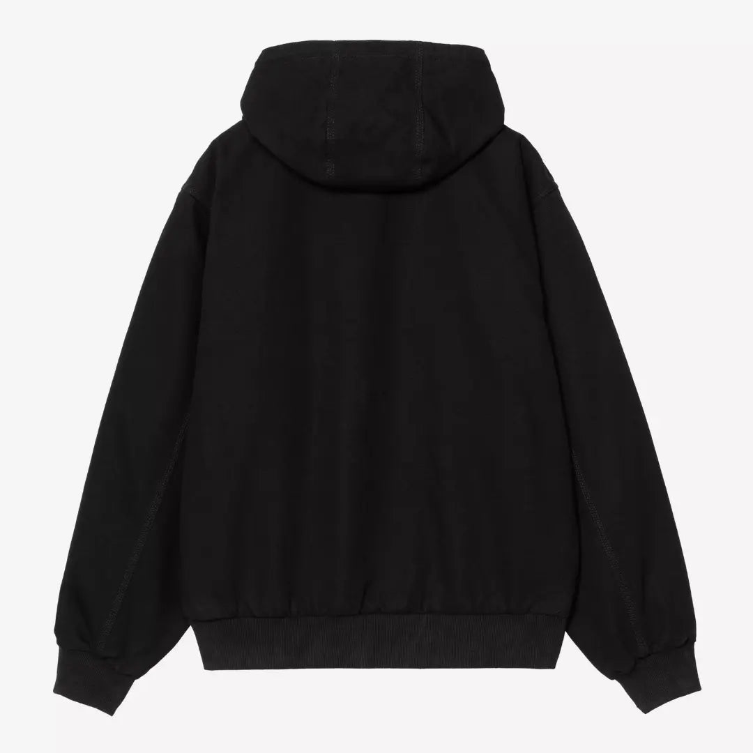 Dos de l'OG Active Jacket noire à plat : canvas uni, capuche à trois panneaux et large bande côtelée à la taille