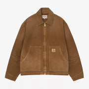 OG Arcan Jacket Hamilton Brown destroy wash Carhartt WIP : toile duck caramel usée, zip laiton, col chemise