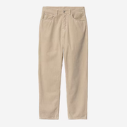 Pantalon Newel Carhartt WIP en velours côtelé beige sable Wall, vue de face à plat, cinq poches