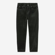 Pantalon Newel Carhartt WIP en velours côtelé vert foncé Raven, vue de face à plat, cinq poches