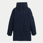Parka duvet Aigle bleu marine à plat, capuche couvrante