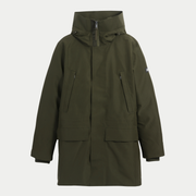 Parka duvet Aigle kaki à plat, capuche couvrante