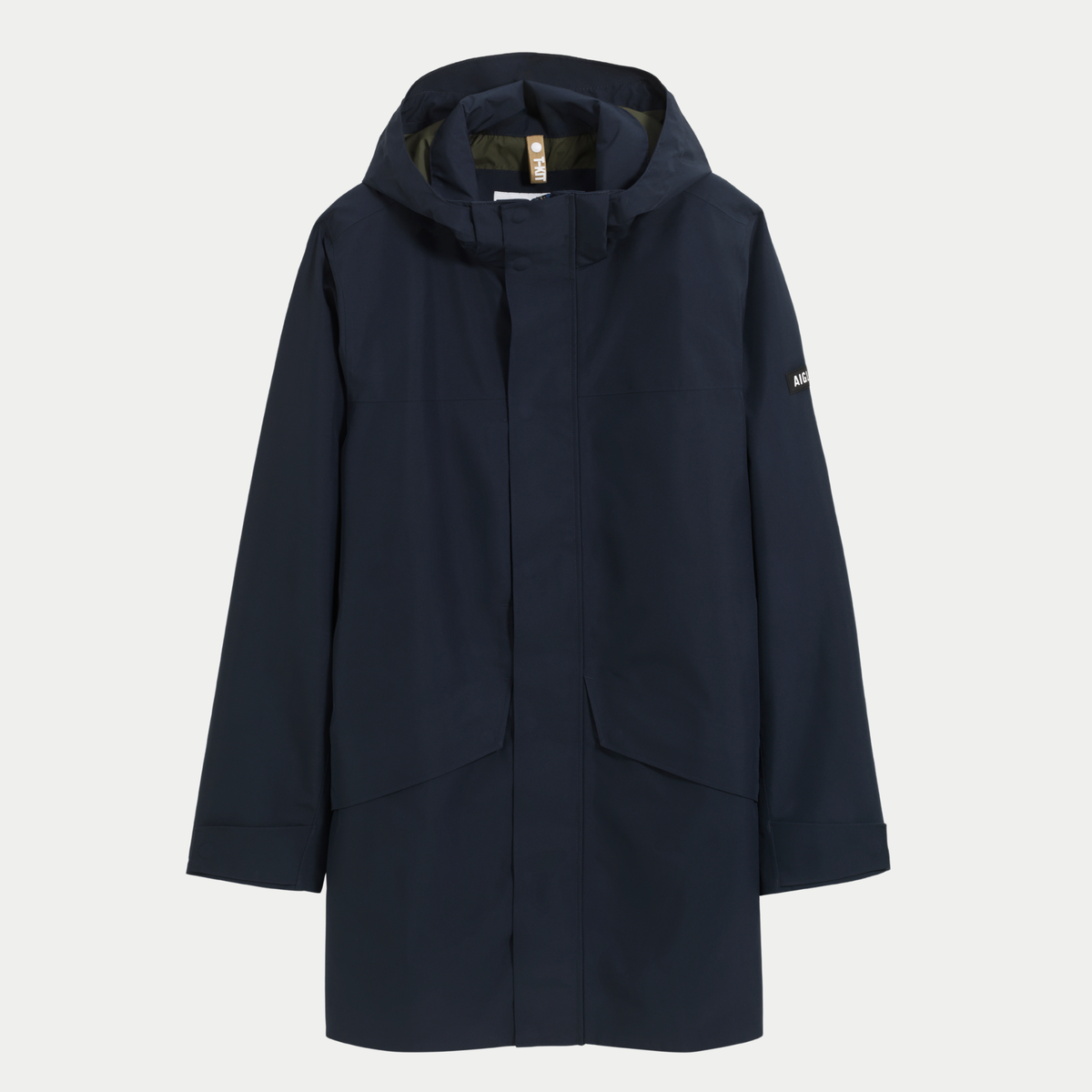Parka T-KIT Aigle bleu marine à plat, capuche amovible et col montant