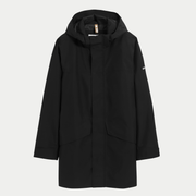 Parka T-KIT Aigle noire à plat, capuche amovible et col montant