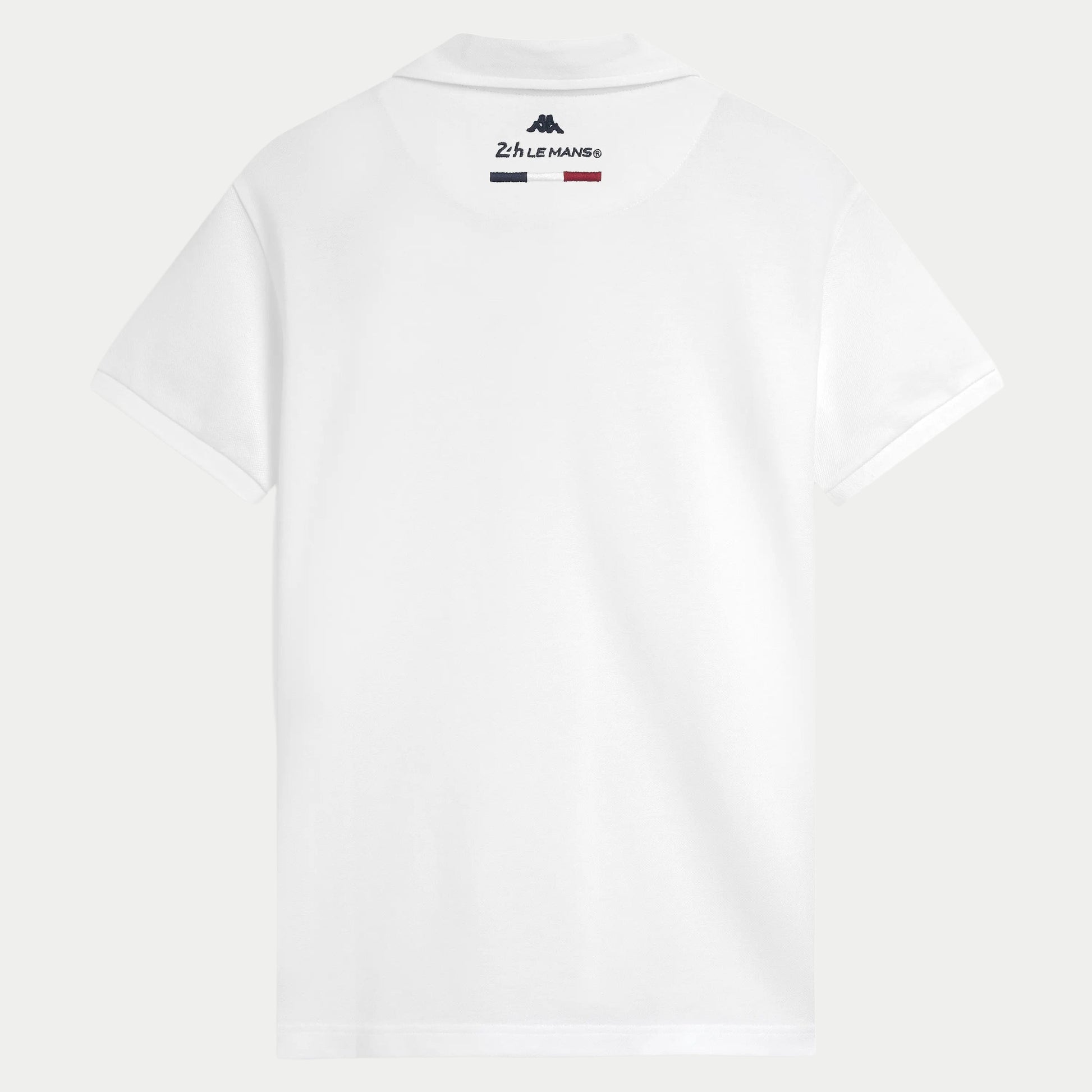 Polo Kappa Fangione 24H Le Mans blanc — détail logos contrastés