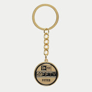 Porte-clés rond en métal doré, médaillon émaillé 59Fifty Fitted et chaînette