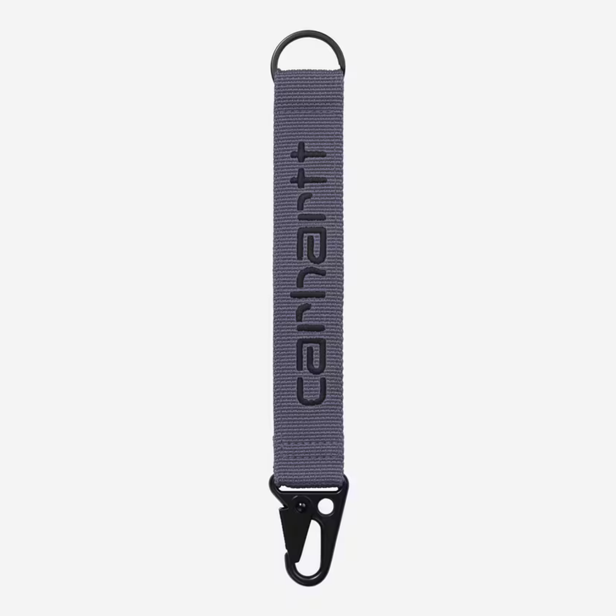 Porte-clés Jaden Shady Purple Carhartt WIP : sangle tissée violet ardoise grisé, Script brodé noir, mousqueton pince