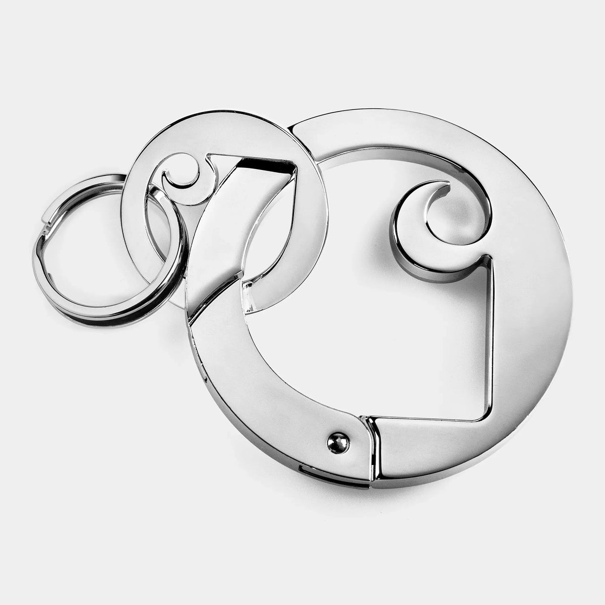 Porte-clés Mousqueton Charms Carhartt WIP : gros mousqueton chromé poli en forme de C, petit anneau brisé