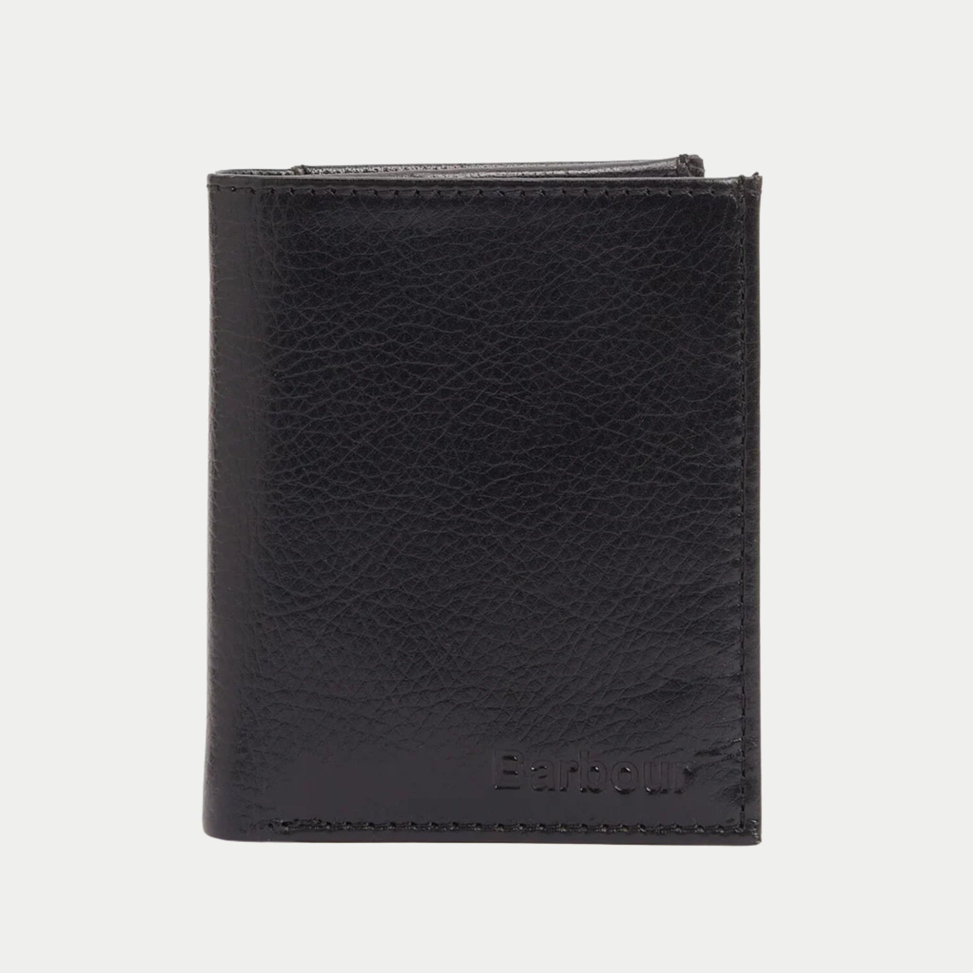 Portefeuille Colwell noir Barbour - face fermée de trois quarts, format vertical