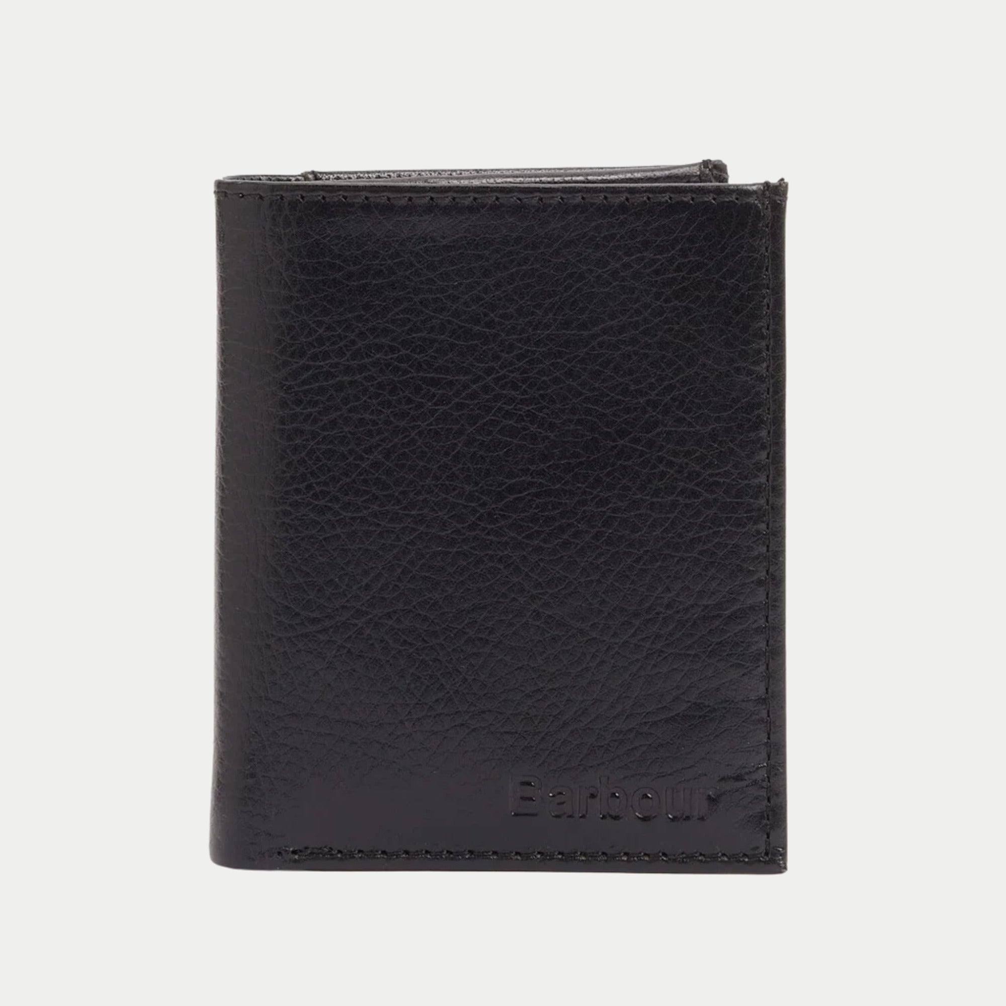 Portefeuille Colwell noir Barbour - face fermée de trois quarts, format vertical