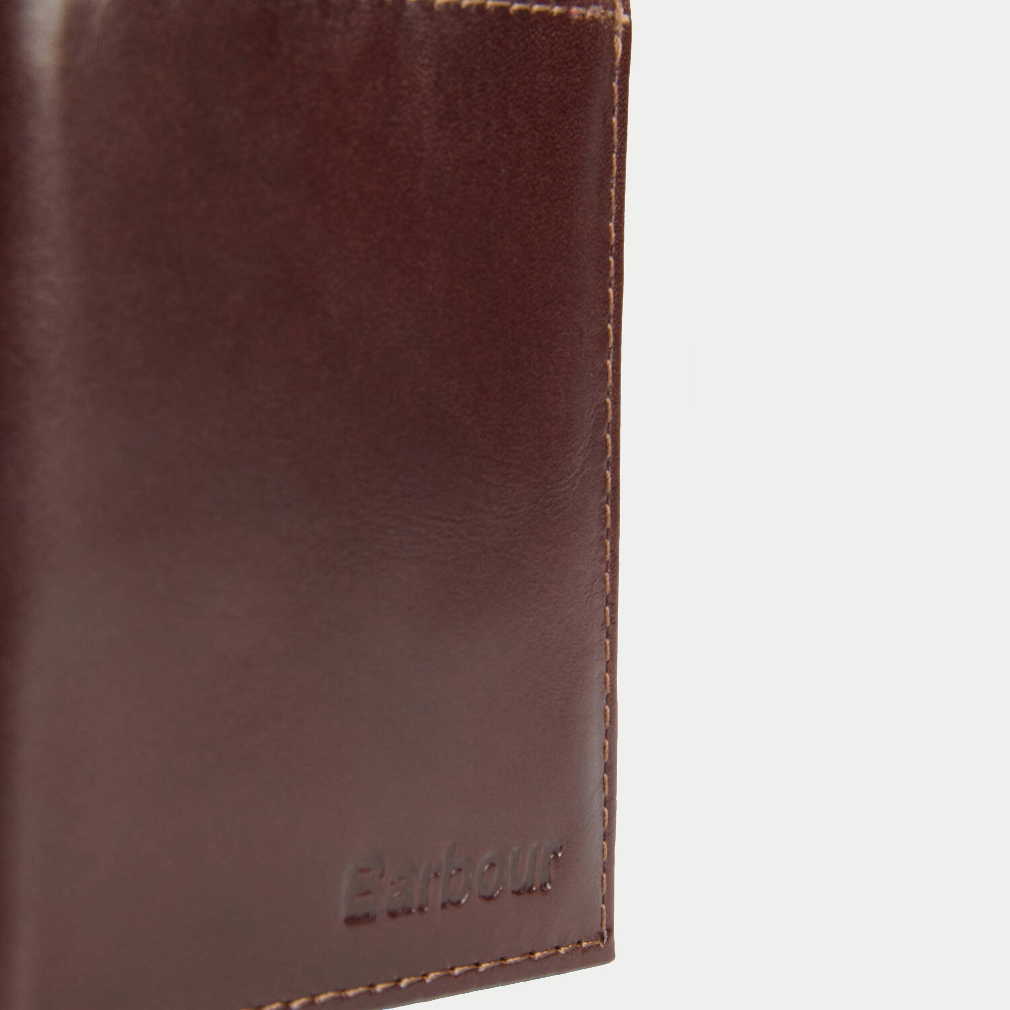 Portefeuille Colwell marron Barbour - dos fermé, cuir grainé et surpiqûres camel