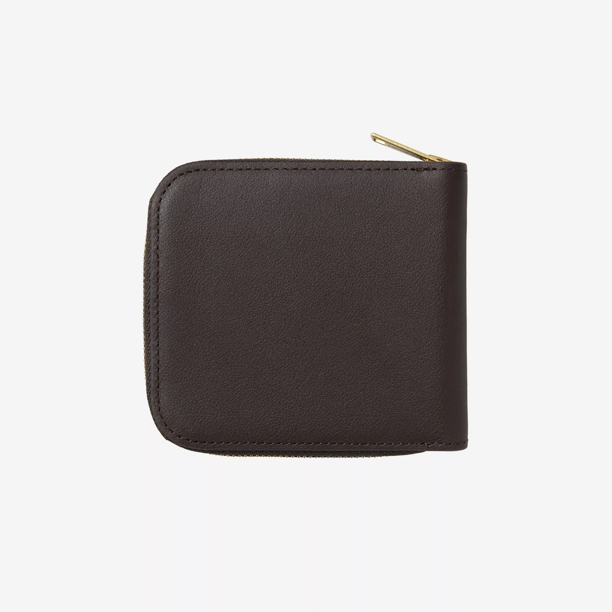 Portefeuille Carhartt WIP en cuir marron fermé, vue de dos, cuir lisse sans logo et zip doré