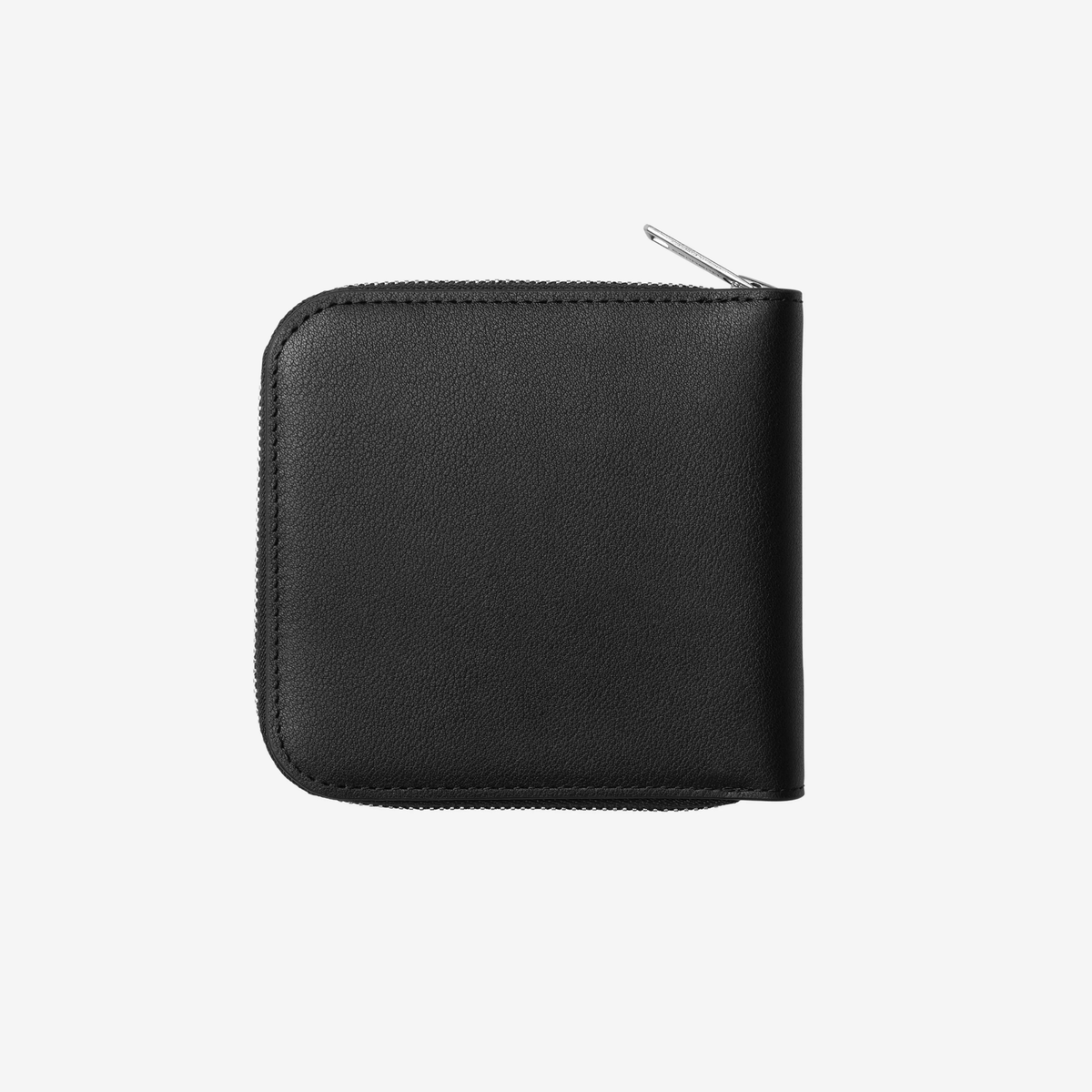 Portefeuille Carhartt WIP en cuir noir vu de dos, cuir uni et tirette de zip en métal argenté