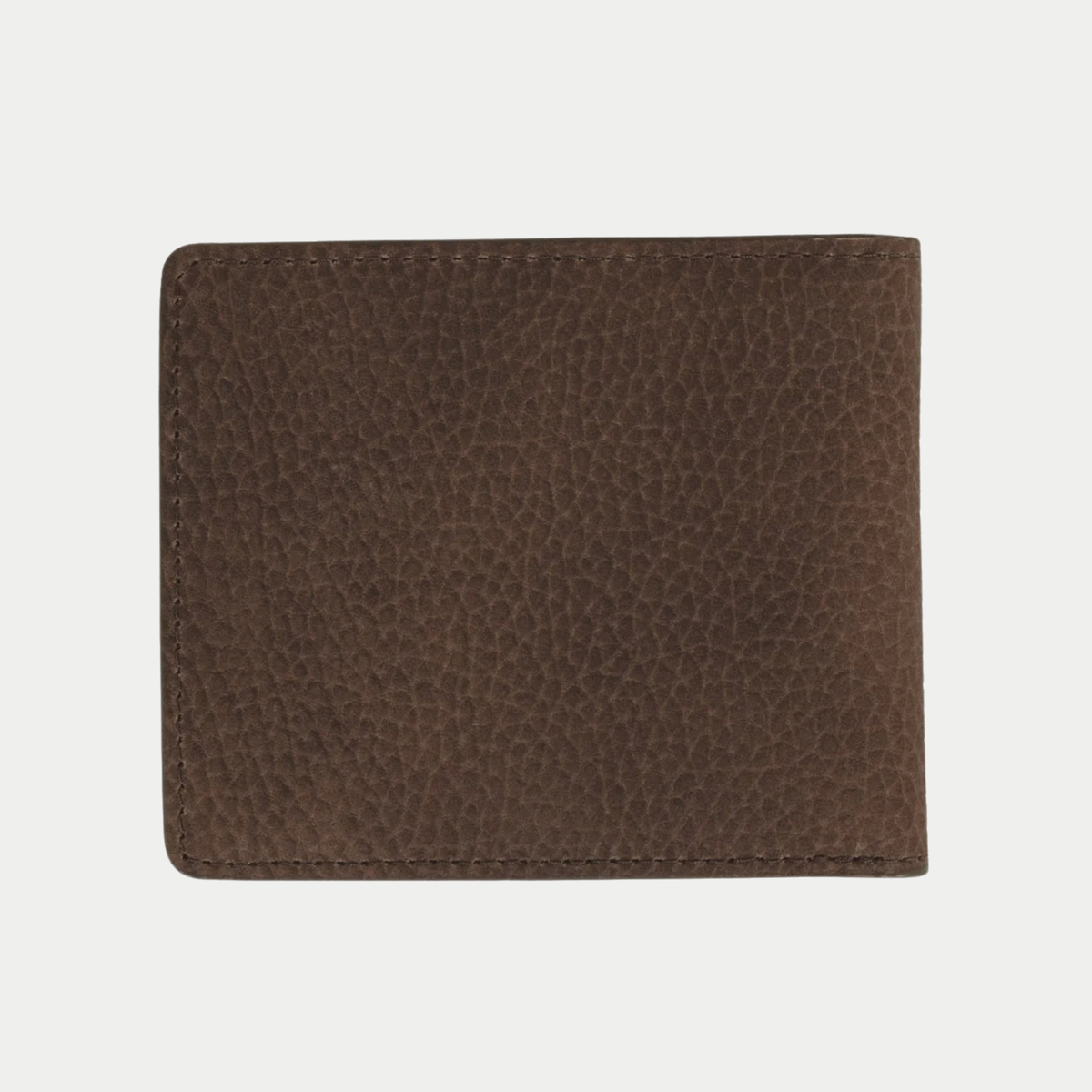 Portefeuille Faguo en cuir marron grainé, dos fermé, cuir uni sans marquage