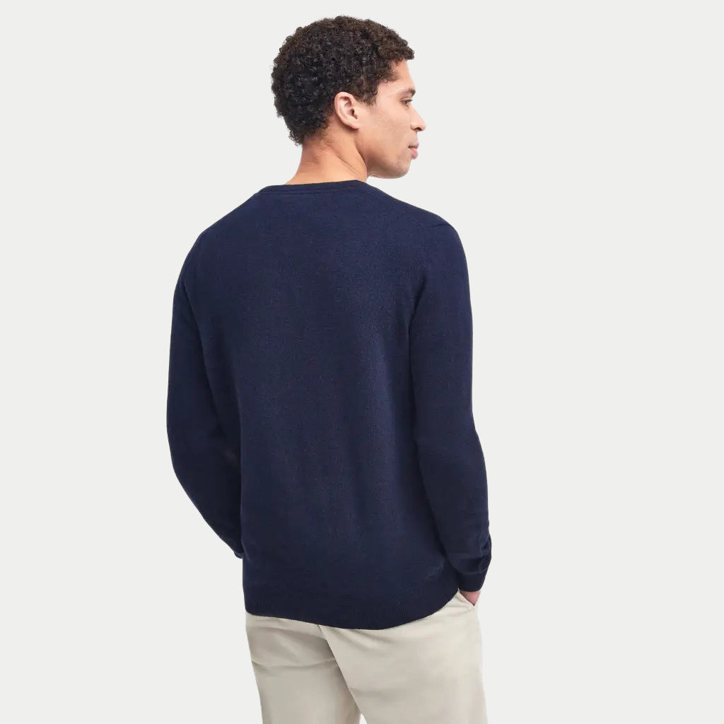 Pull Col V Marine - Barbour - détail 3