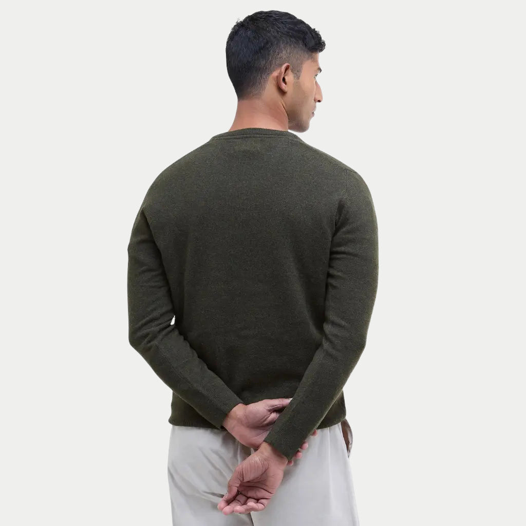 Pull Col V Vert - Barbour - détail 3