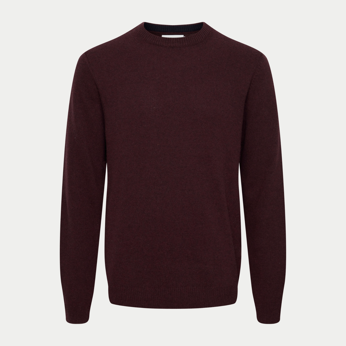 Pull col rond Casual Friday bordeaux en laine d'agneau chinée, vue de face
