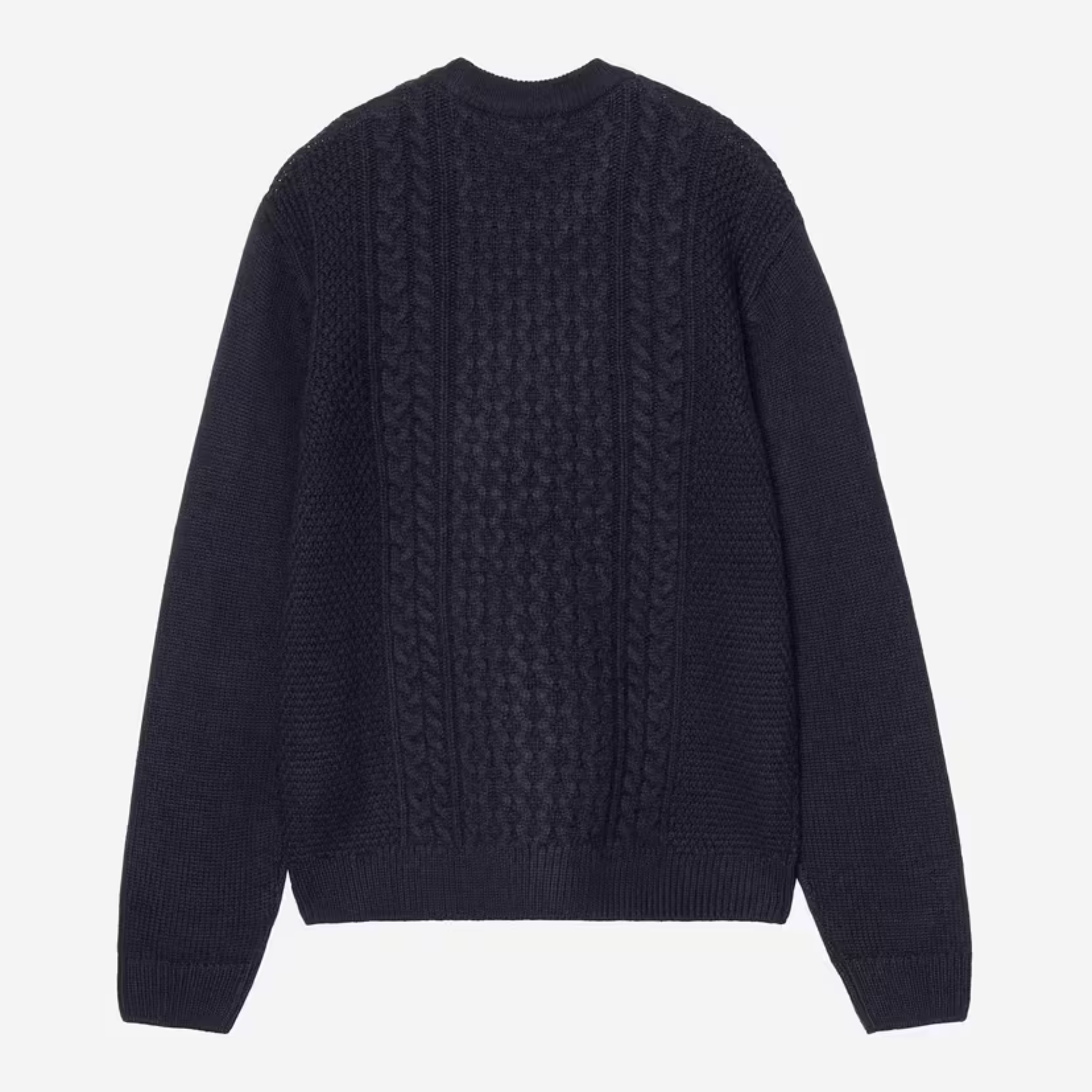 Pull Caster bleu marine Carhartt WIP à plat, dos torsadé et bandes de maille texturée