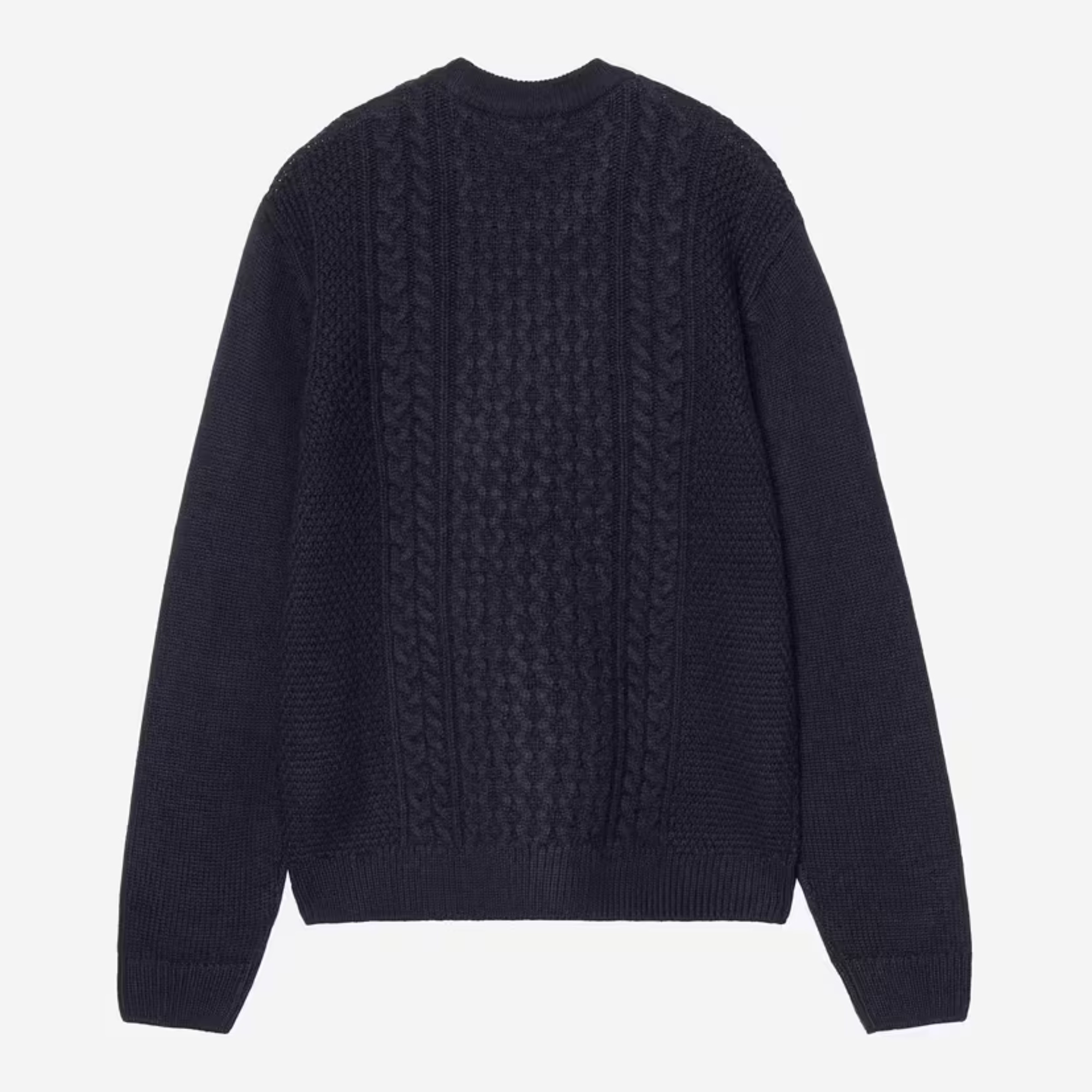 Pull Caster bleu marine Carhartt WIP à plat, dos torsadé et bandes de maille texturée