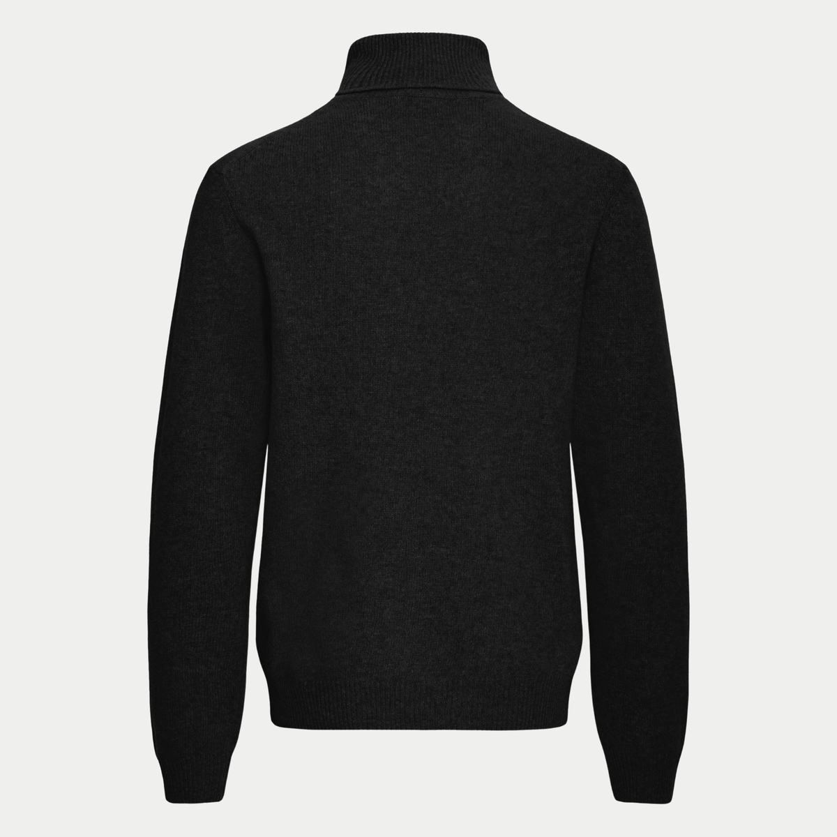 Pull col roulé noir Casual Friday Anthracite Black vu de dos, maille fine et poignets côtelés
