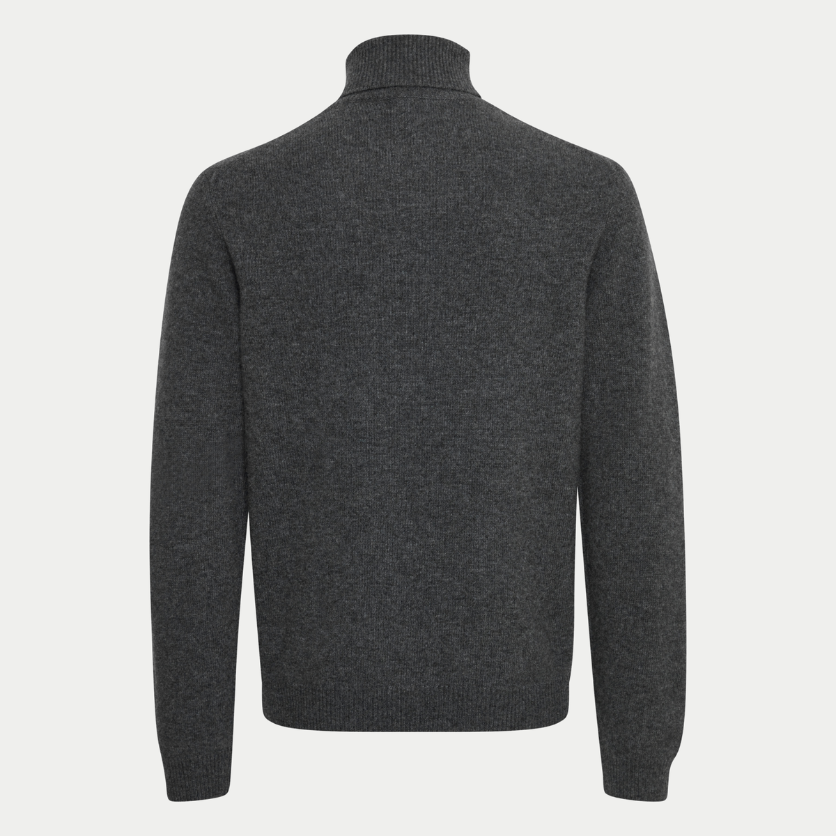 Pull col roulé Casual Friday Pewter Mix vu de dos, maille fine gris anthracite et poignets côtelés