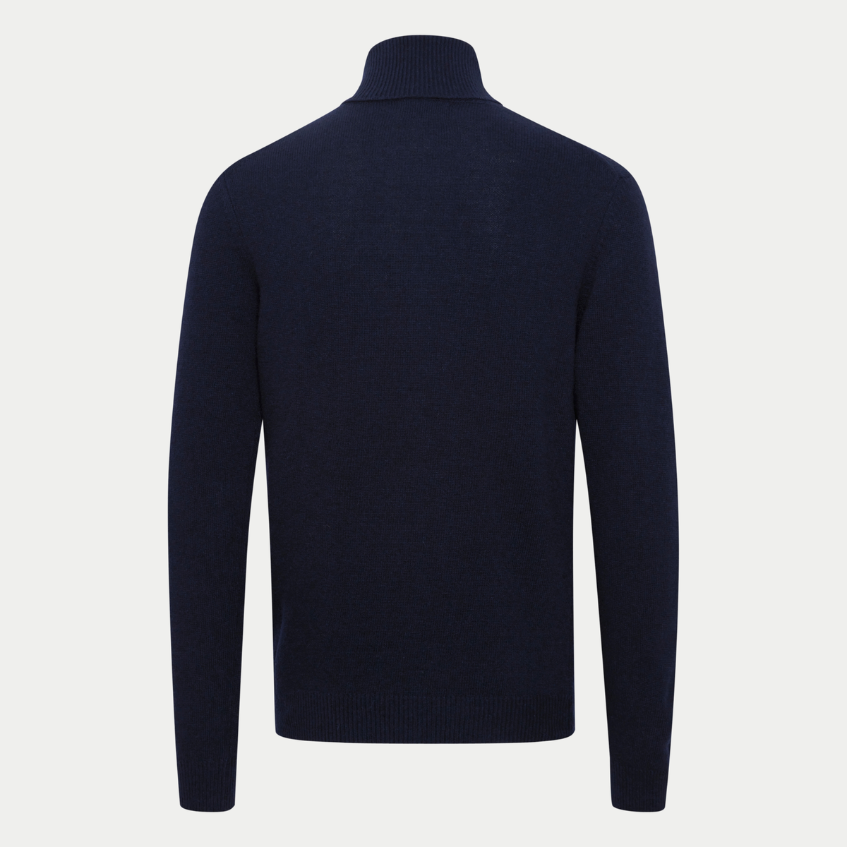 Pull col roulé bleu marine Casual Friday vu de dos, maille fine en laine d'agneau et col roulé côtelé