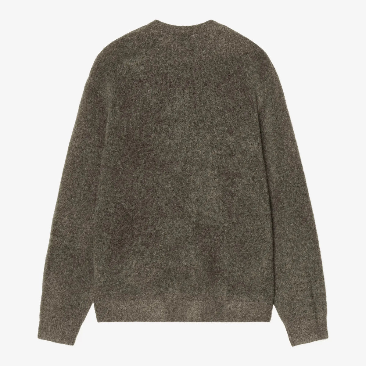 Dos à plat du pull Curtis Tangled Shungite, maille pleine sans motif et encolure ronde en côtes fines