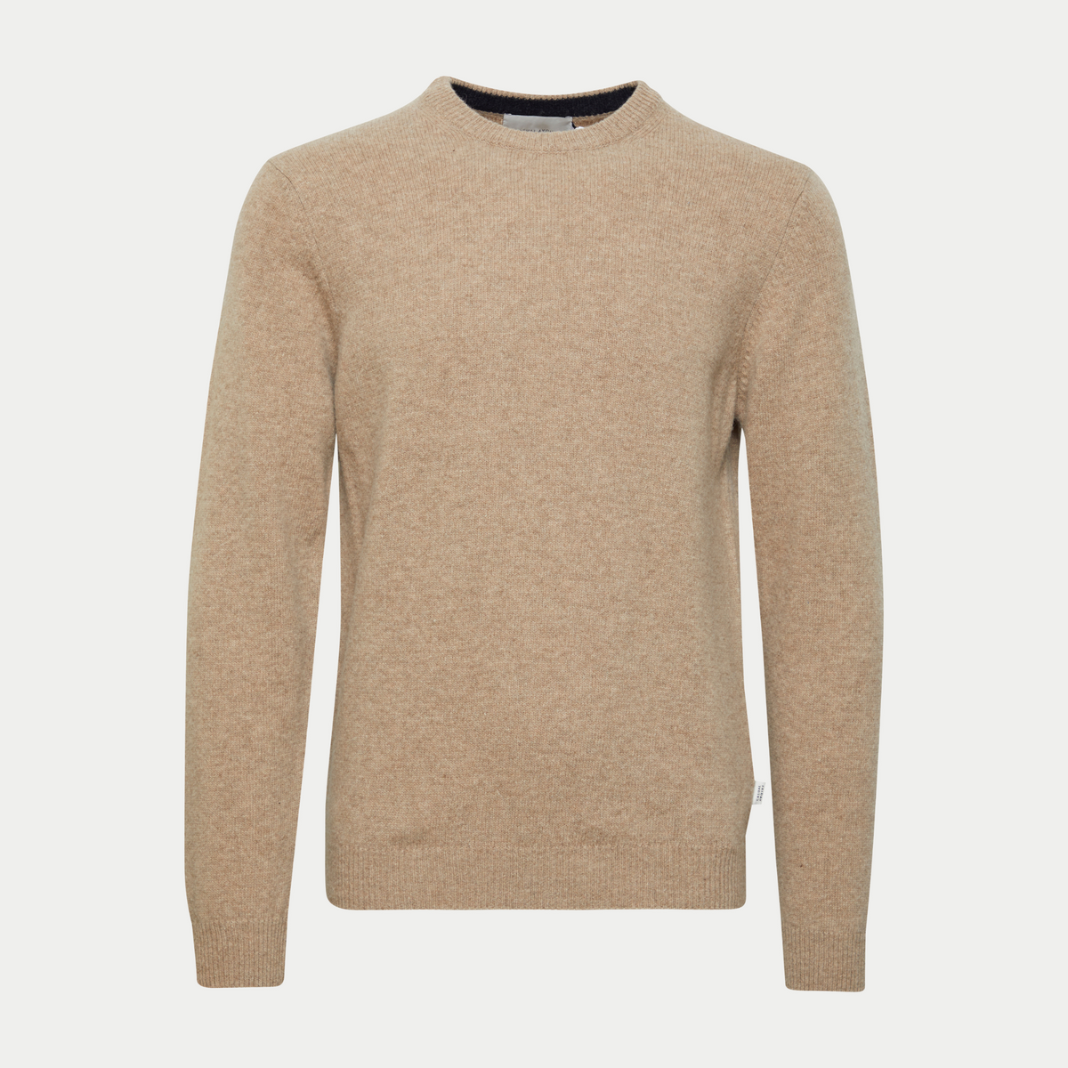 Pull col rond Casual Friday marron clair Silver Mink Melange à plat, vue de face