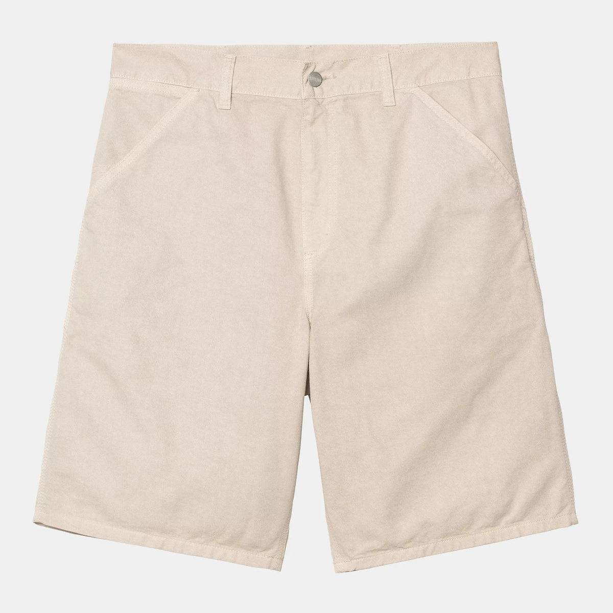 Single Knee Short en toile écrue, poches devant biaisées, passe-outils latéral et bouton métal terni