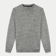 Sweat Donon gris chiné à plat, col rond et surpiqûre triangulaire à l'encolure