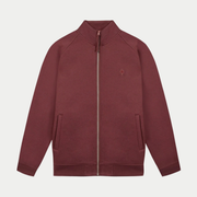 Sweat zippé Horte Bordeaux Faguo à plat de face, col montant, zip à ruban clair et arbre brodé ton sur ton