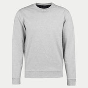 Sweat Ridsdale gris chiné à plat, encolure ronde et propreté de col en tartan