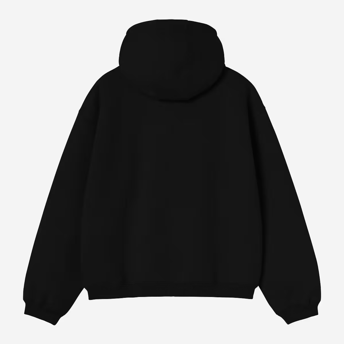 Sweat zippé Ebbert noir Carhartt WIP - vue de dos à plat, capuche, poignets et bas de corps côtelés